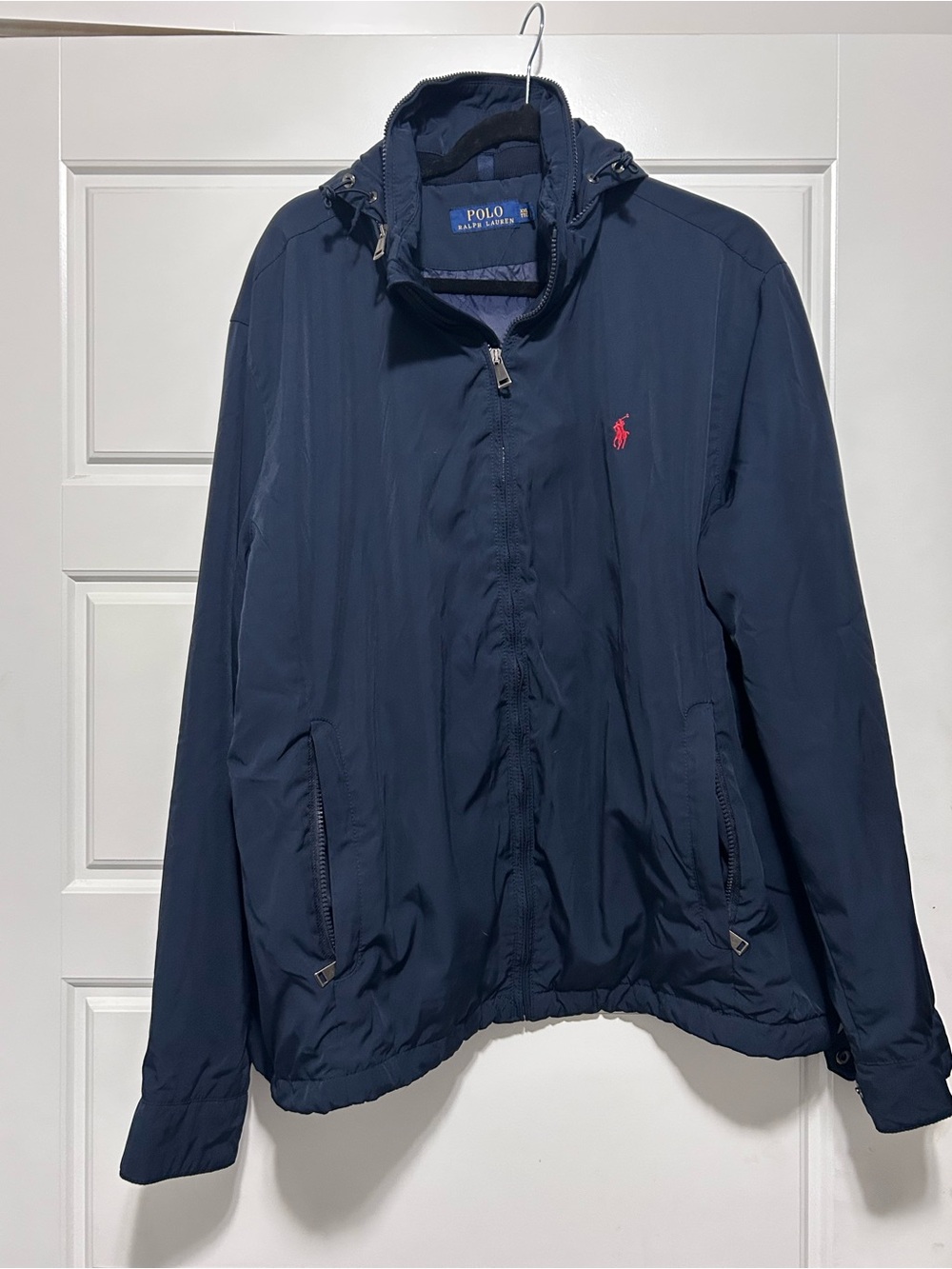 Ralph Lauren Navy Windbreaker with Red Polo Logo